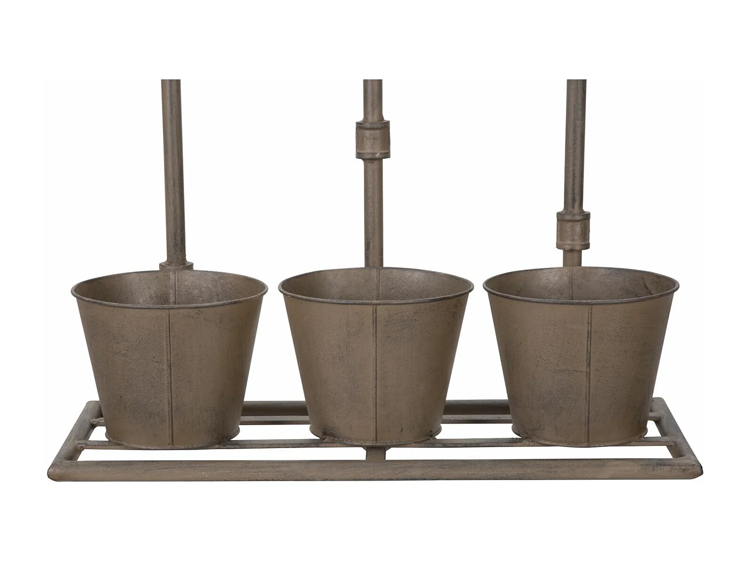 Vasetto triplo in metallo marrone cm 49x19x48