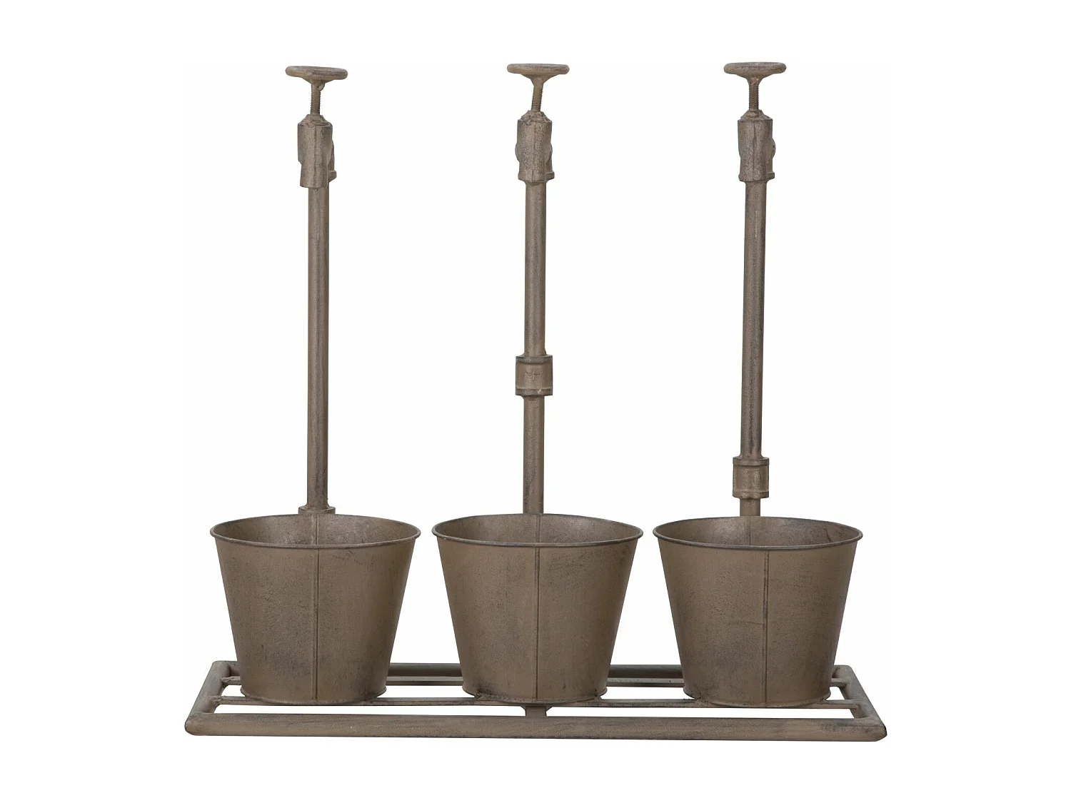 Vasetto triplo in metallo marrone cm 49x19x48