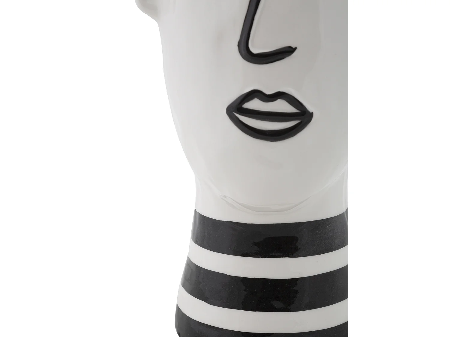 Vase Déco Visage en Porcelaine "Face" 26cm Blanc & Noir