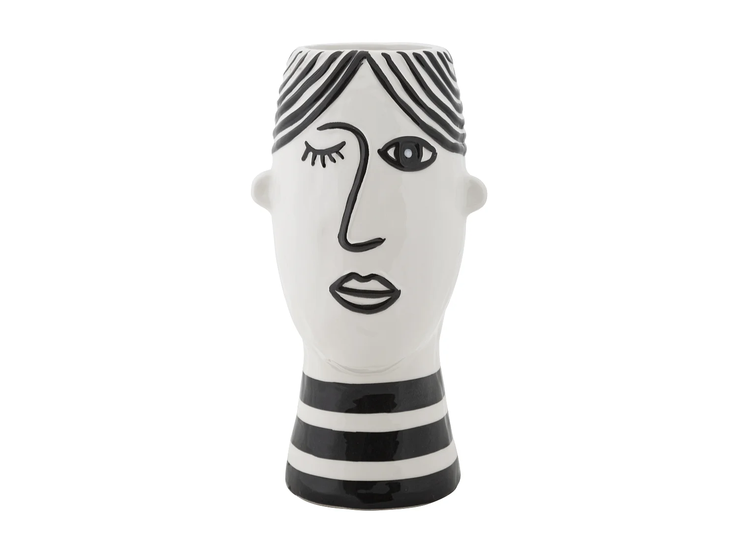 Vase Déco Visage en Porcelaine "Face" 26cm Blanc & Noir