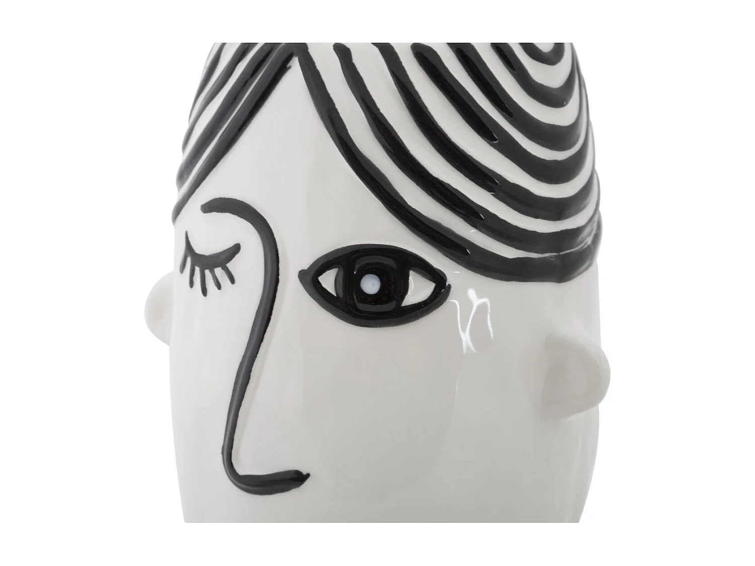 Vase Déco Visage en Porcelaine "Face" 26cm Blanc & Noir
