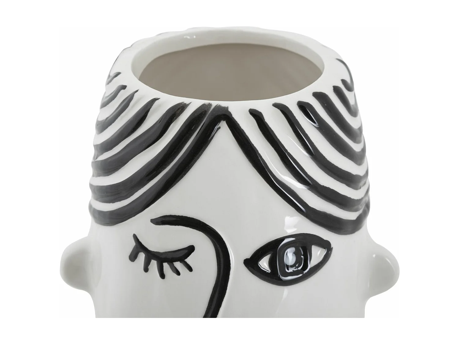 Vase Déco Visage en Porcelaine "Face" 26cm Blanc & Noir