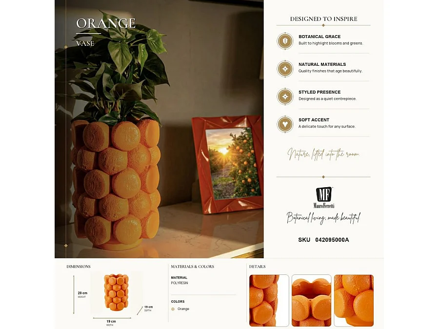 Vase Déco Fruits "Oranges" 28cm Orange