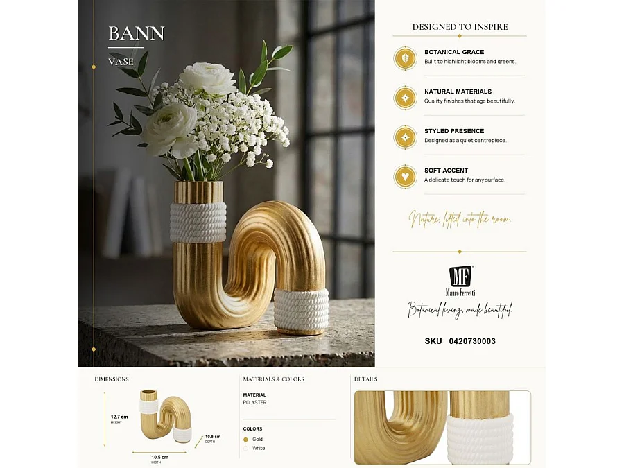 Jarrón decorativo de poliresina Bann S