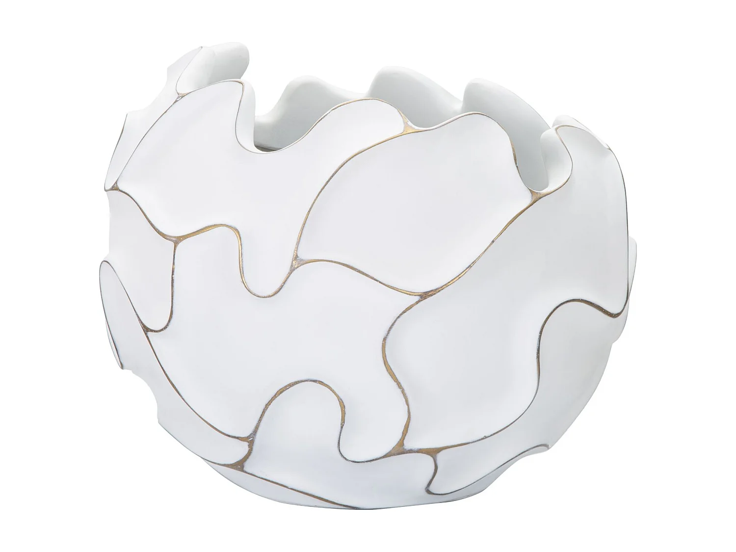 Cachepot in resina bianco con decori in rilievo Ø cm 44x37