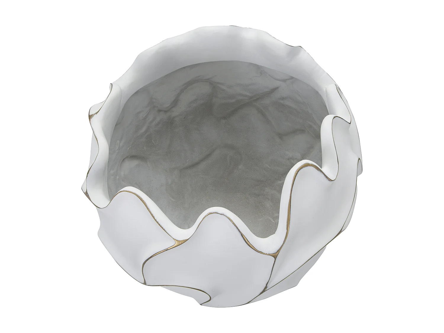 Cachepot in resina bianco con decori in rilievo Ø cm 44x37