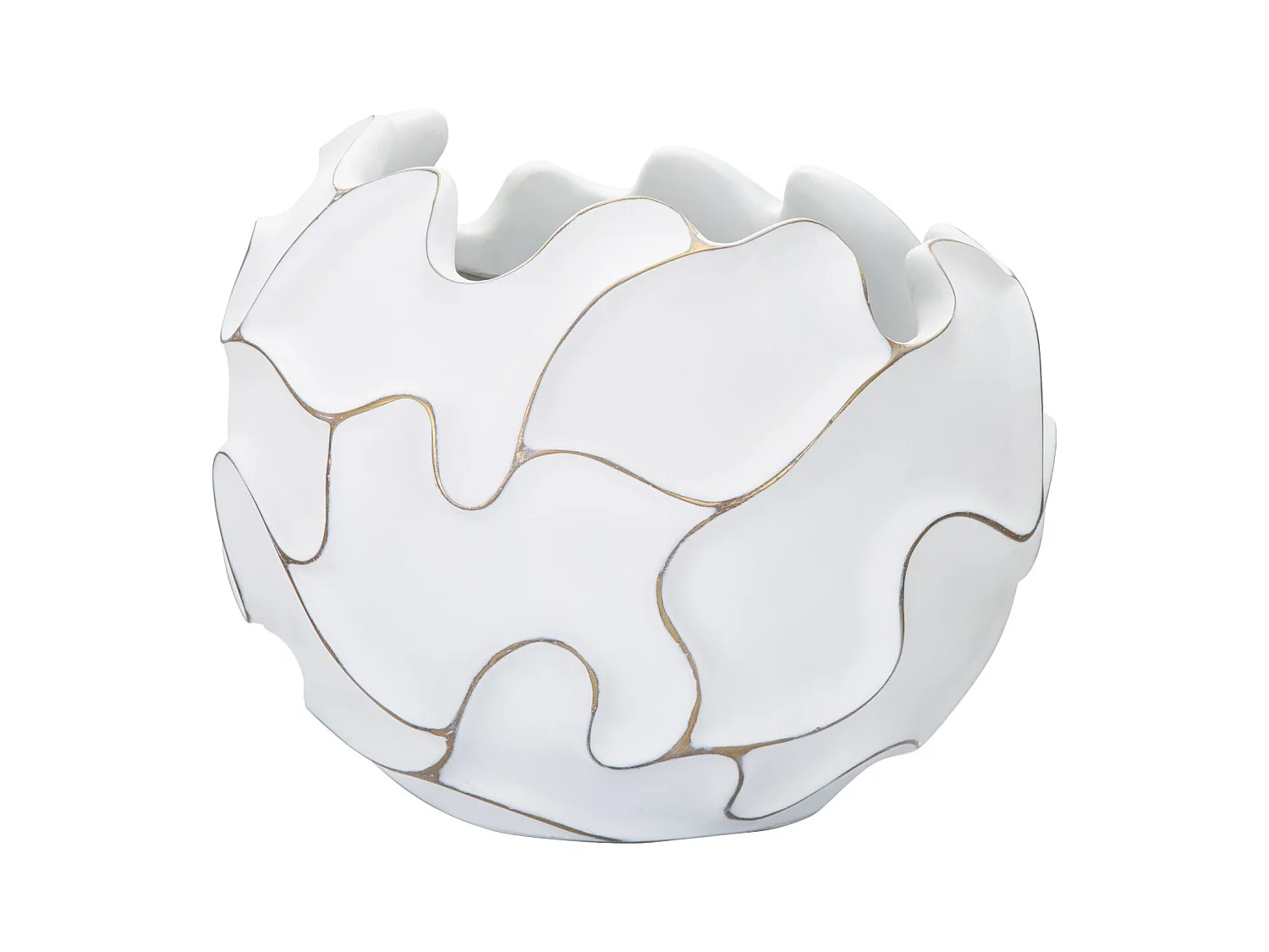 Cachepot Lines en Polyresine - Décorations Ondulées en Relief - Ø 44x37 cm