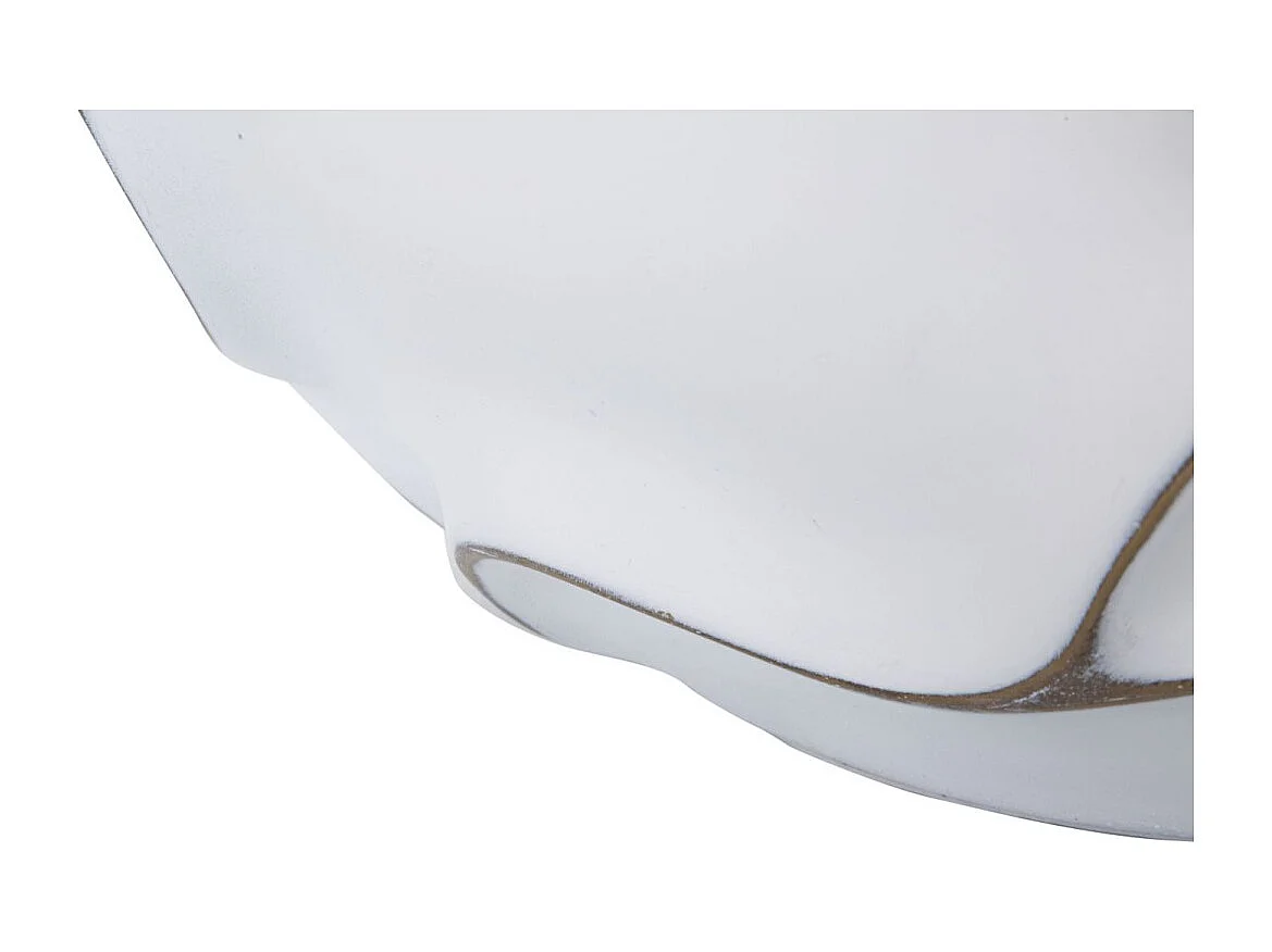 Witte harscachepot met reliëfdecoraties Ø 44x37 cm