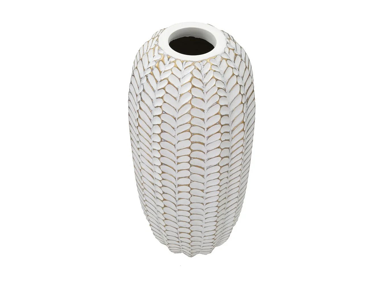 Vase Déco en Résine "Leaf" 46cm Blanc