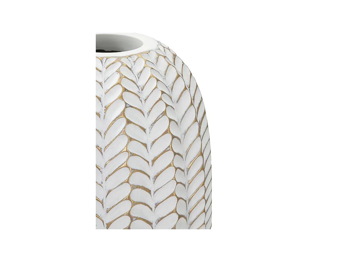 Vase Déco en Résine "Leaf" 46cm Blanc