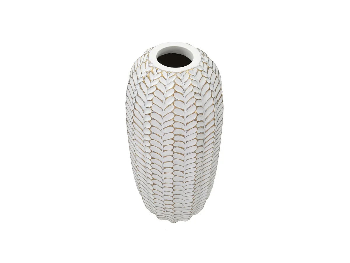 Vase Déco en Résine "Leaf" 46cm Blanc