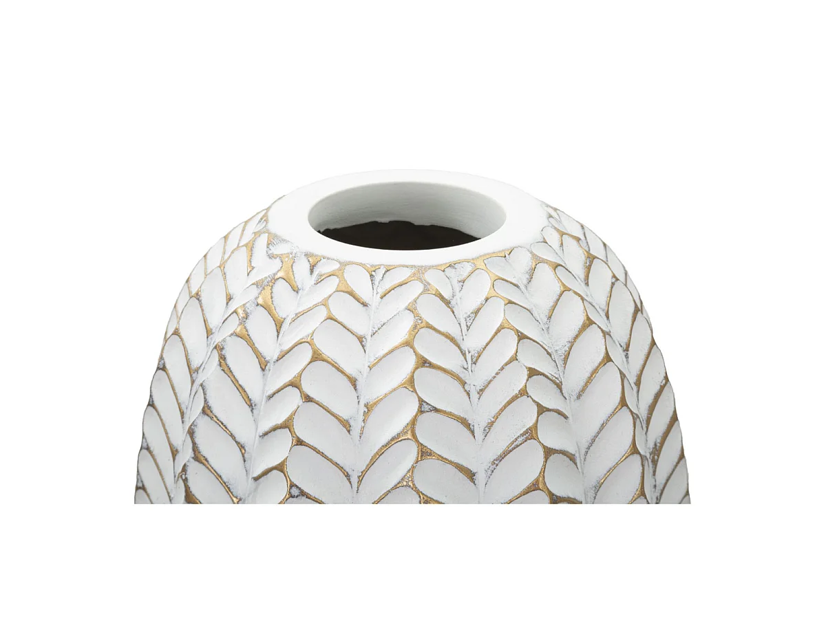 Vase Déco en Résine "Leaf" 46cm Blanc