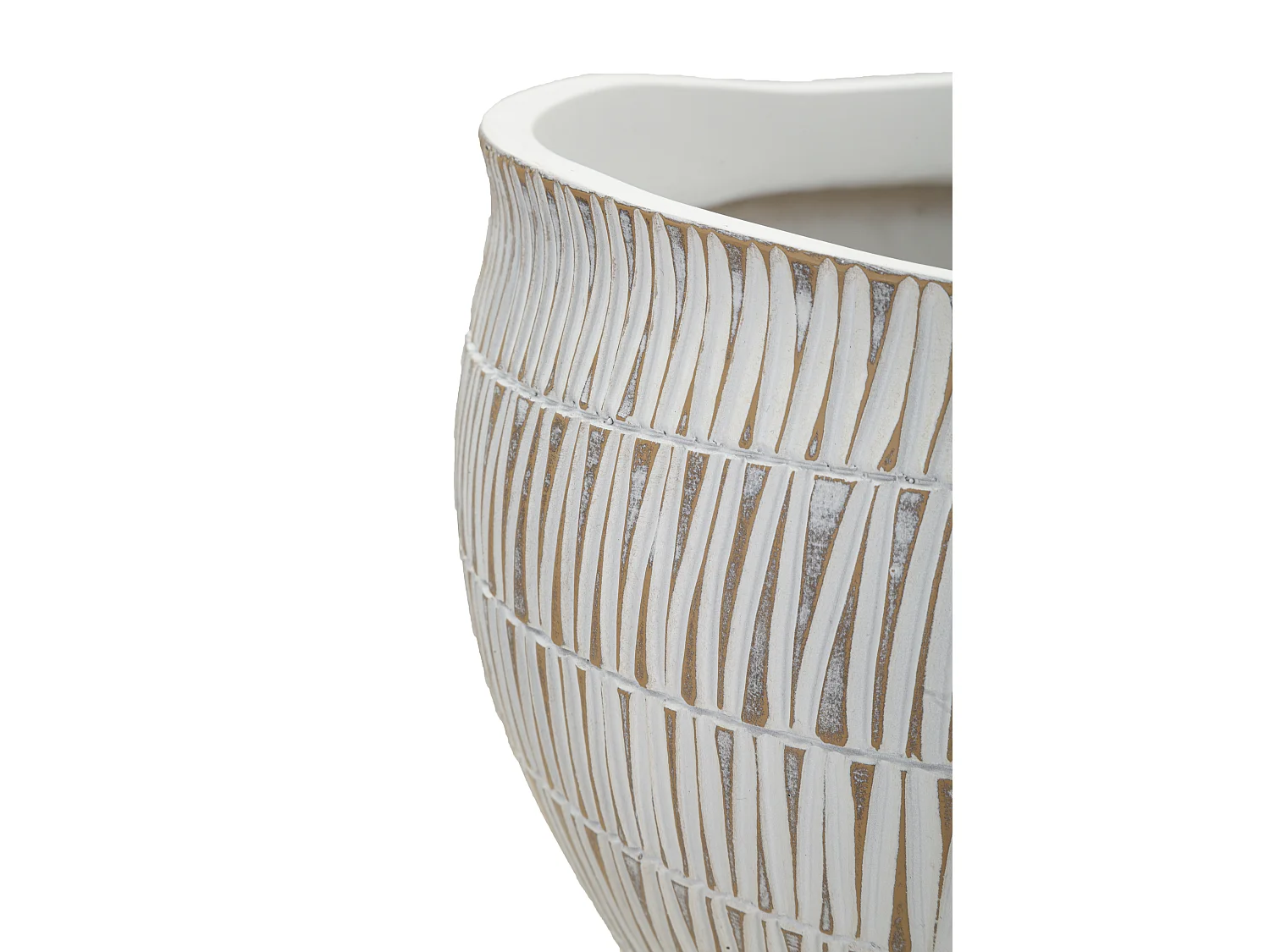 Cache-Pot Déco en Résine "Stiky" 30cm Or & Blanc