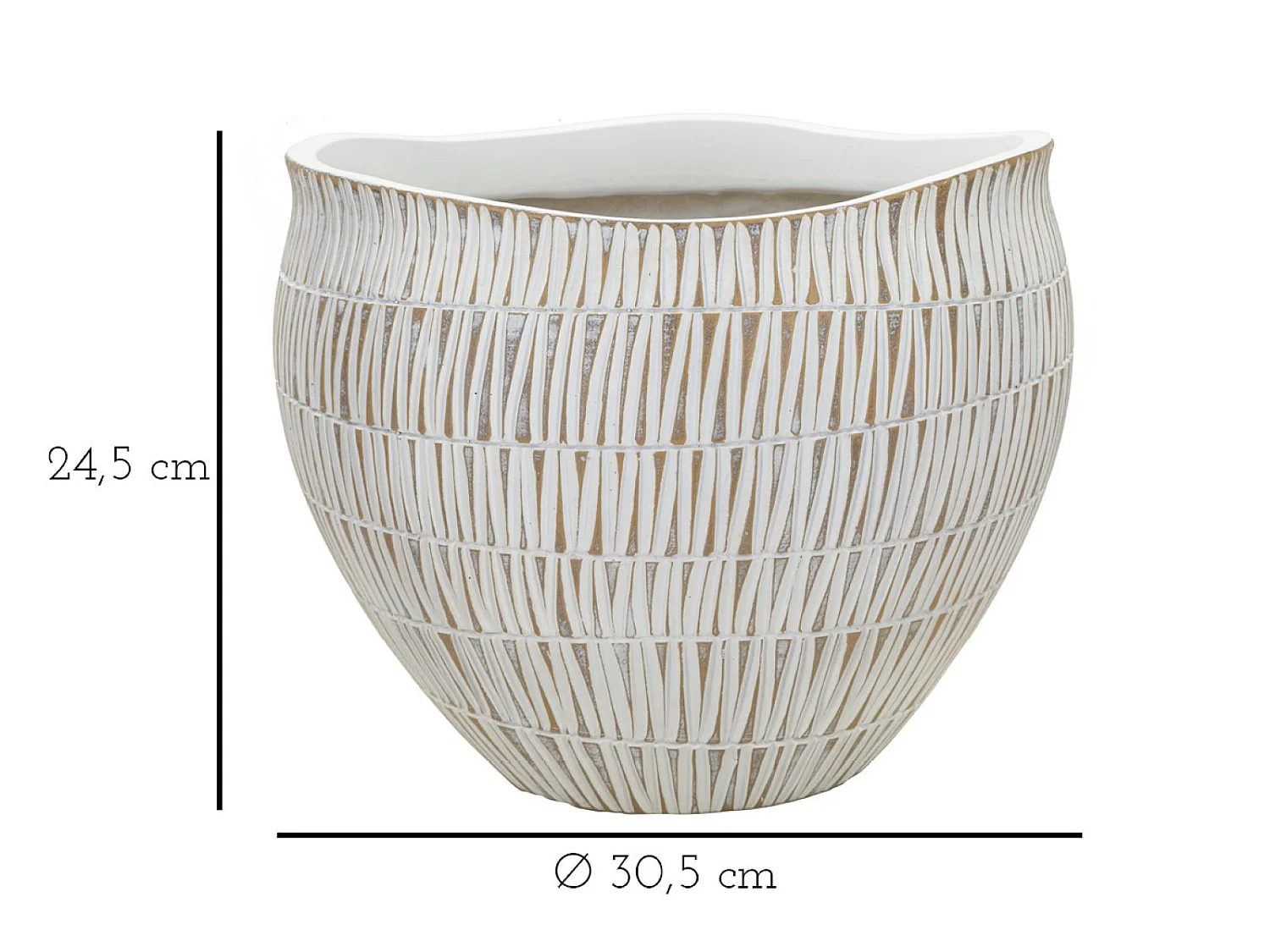 Osłonka dekoracyjna Stiky, kolor złoty i biały, żywica syntetyczna, 30,5 x 30,5 x 24,5 cm