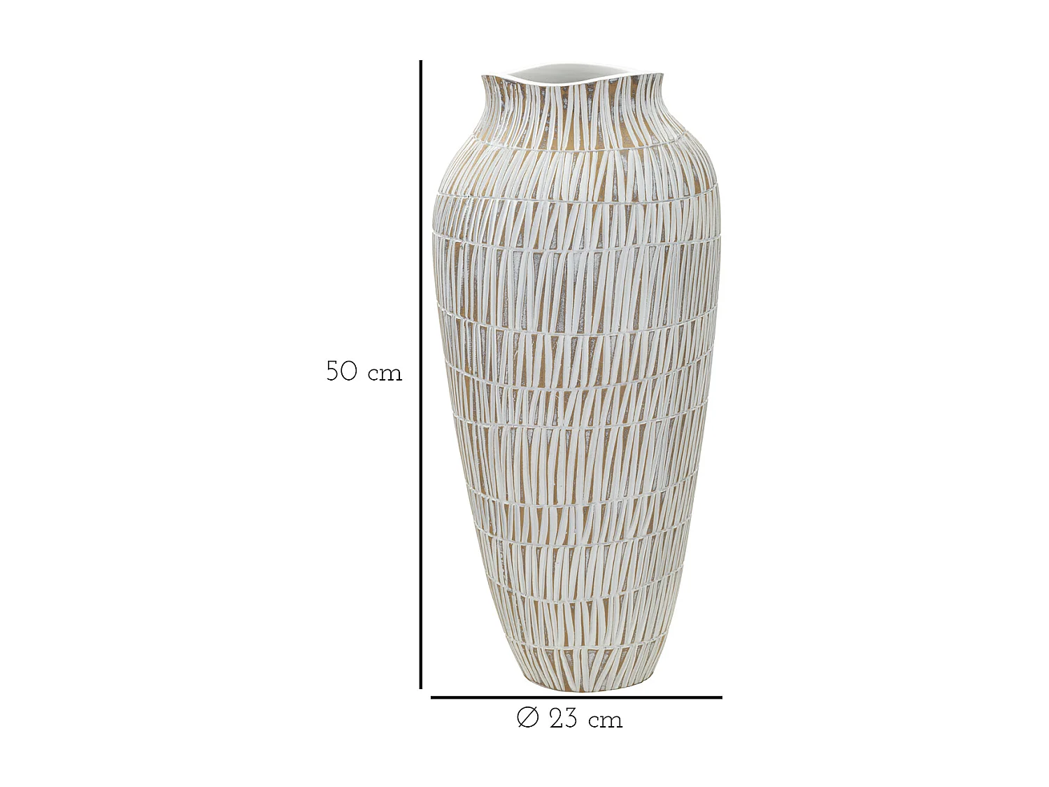 Vaso in resina bianco con linee geometriche Ø cm 23x50