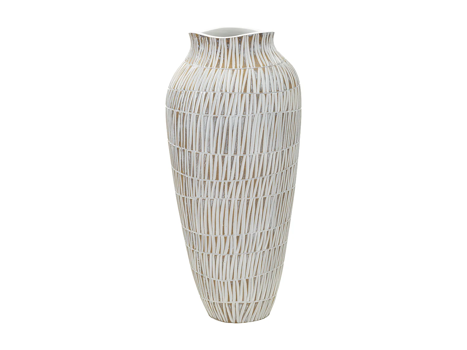 Vase Déco en Résine "Stiky" 50cm Or & Blanc