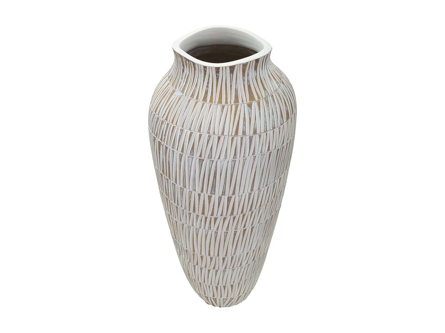 Vase Déco en Résine "Stiky" 50cm Or & Blanc
