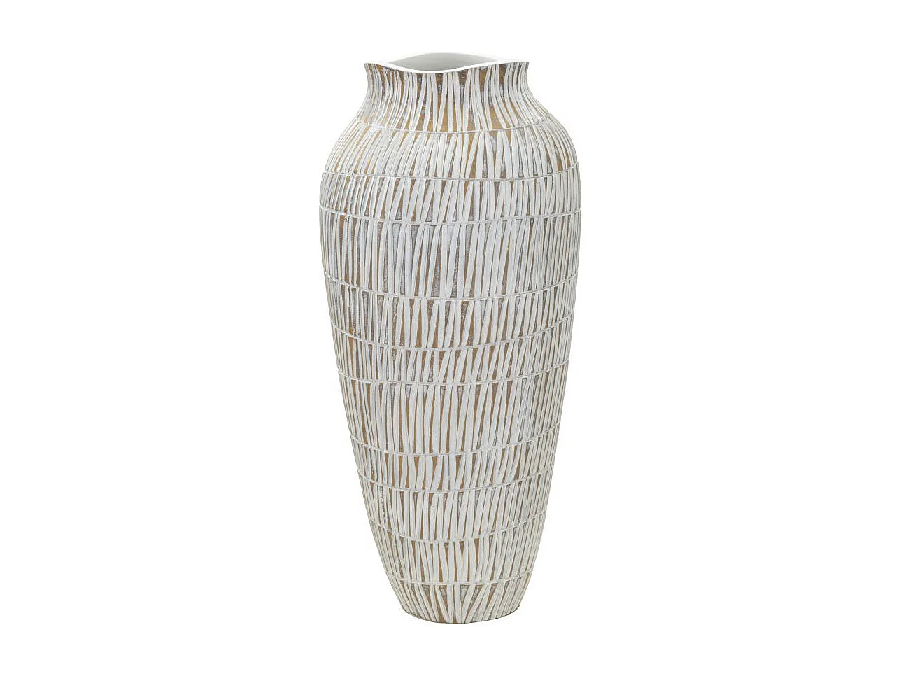 Vase Déco en Résine "Stiky" 50cm Or & Blanc