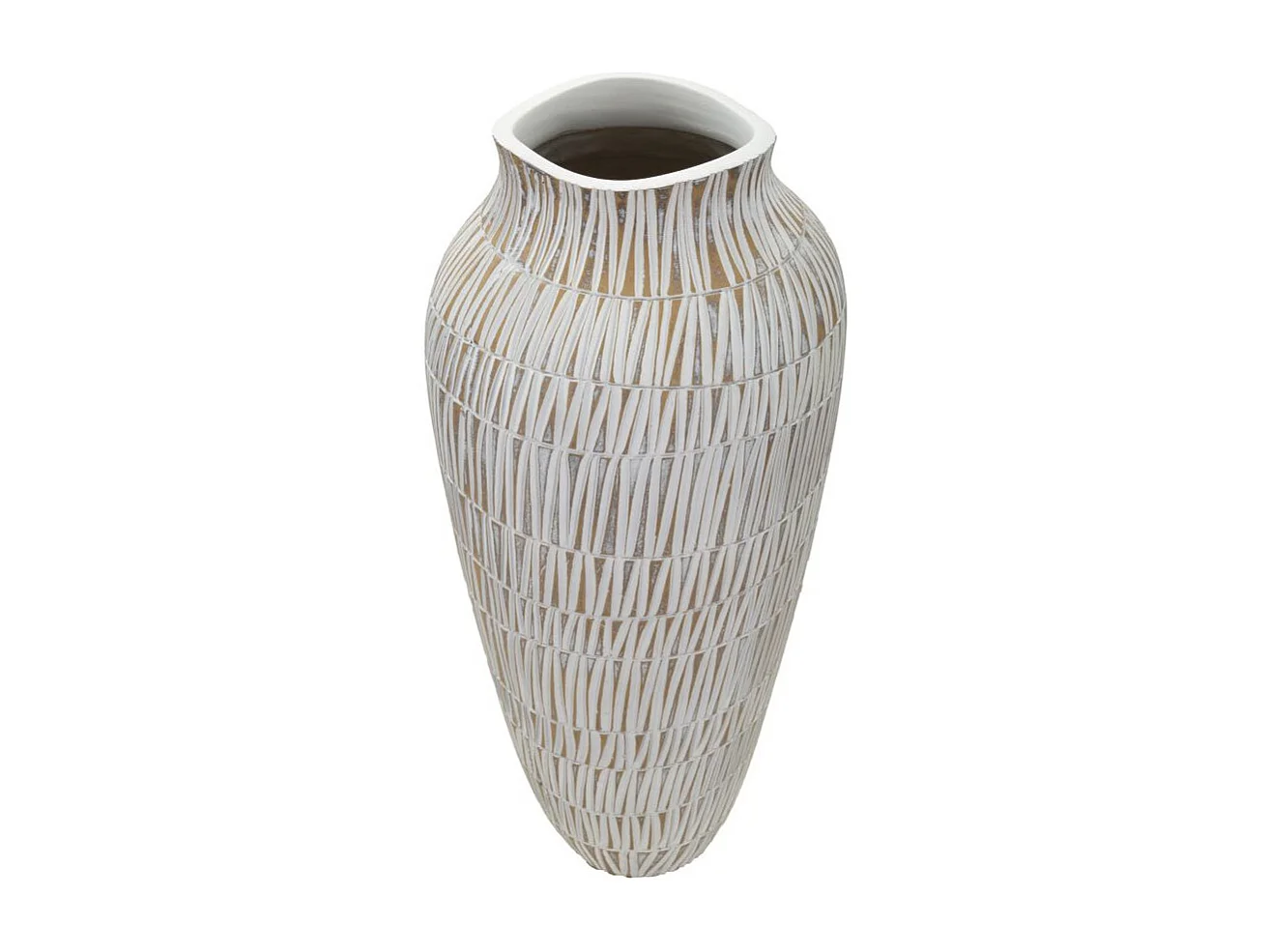 Vase Déco en Résine "Stiky" 50cm Or & Blanc