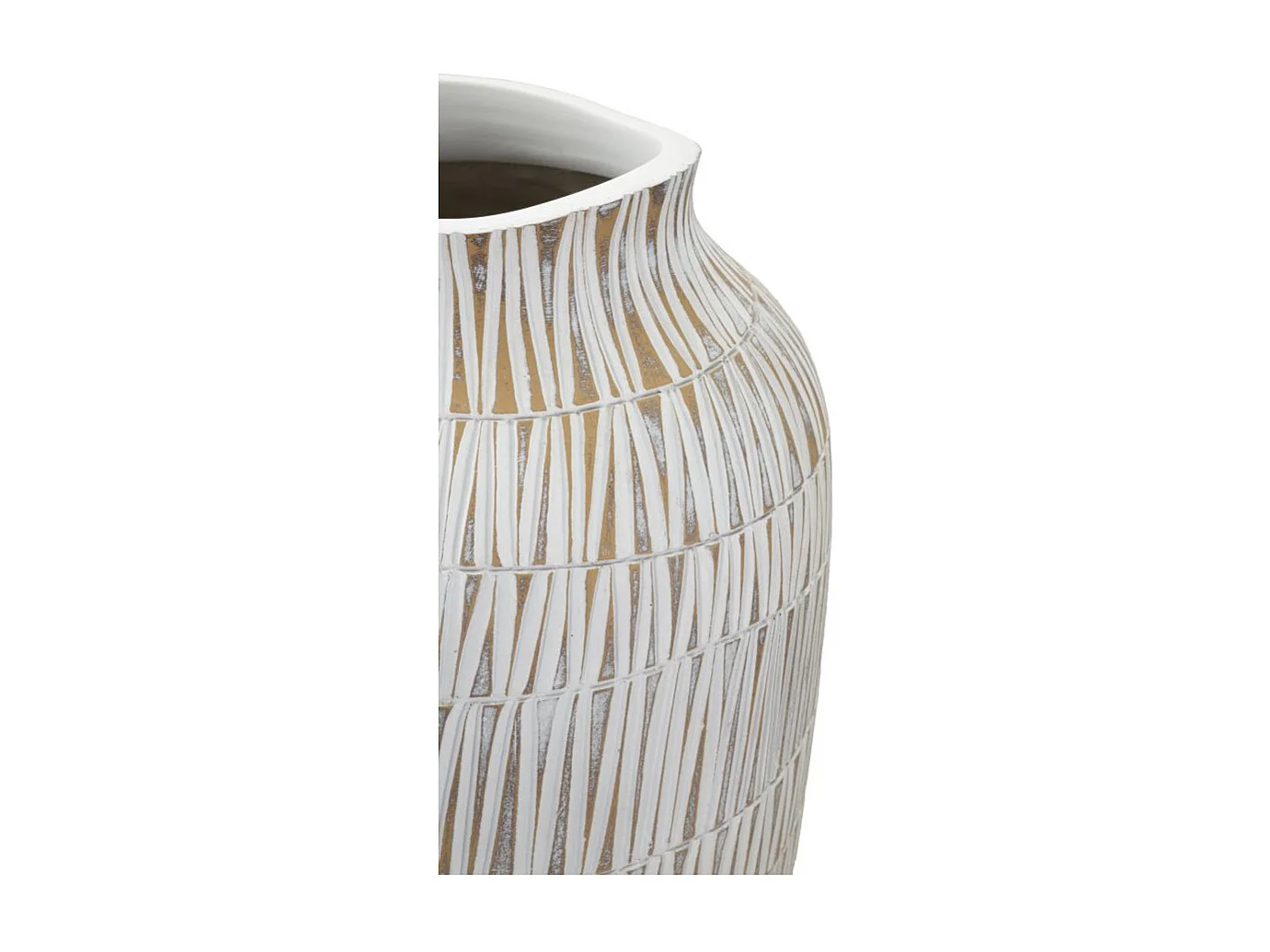 Vase Déco en Résine "Stiky" 50cm Or & Blanc