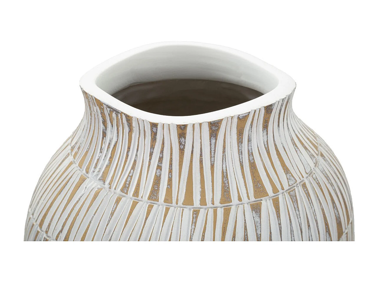 Vase Déco en Résine "Stiky" 50cm Or & Blanc