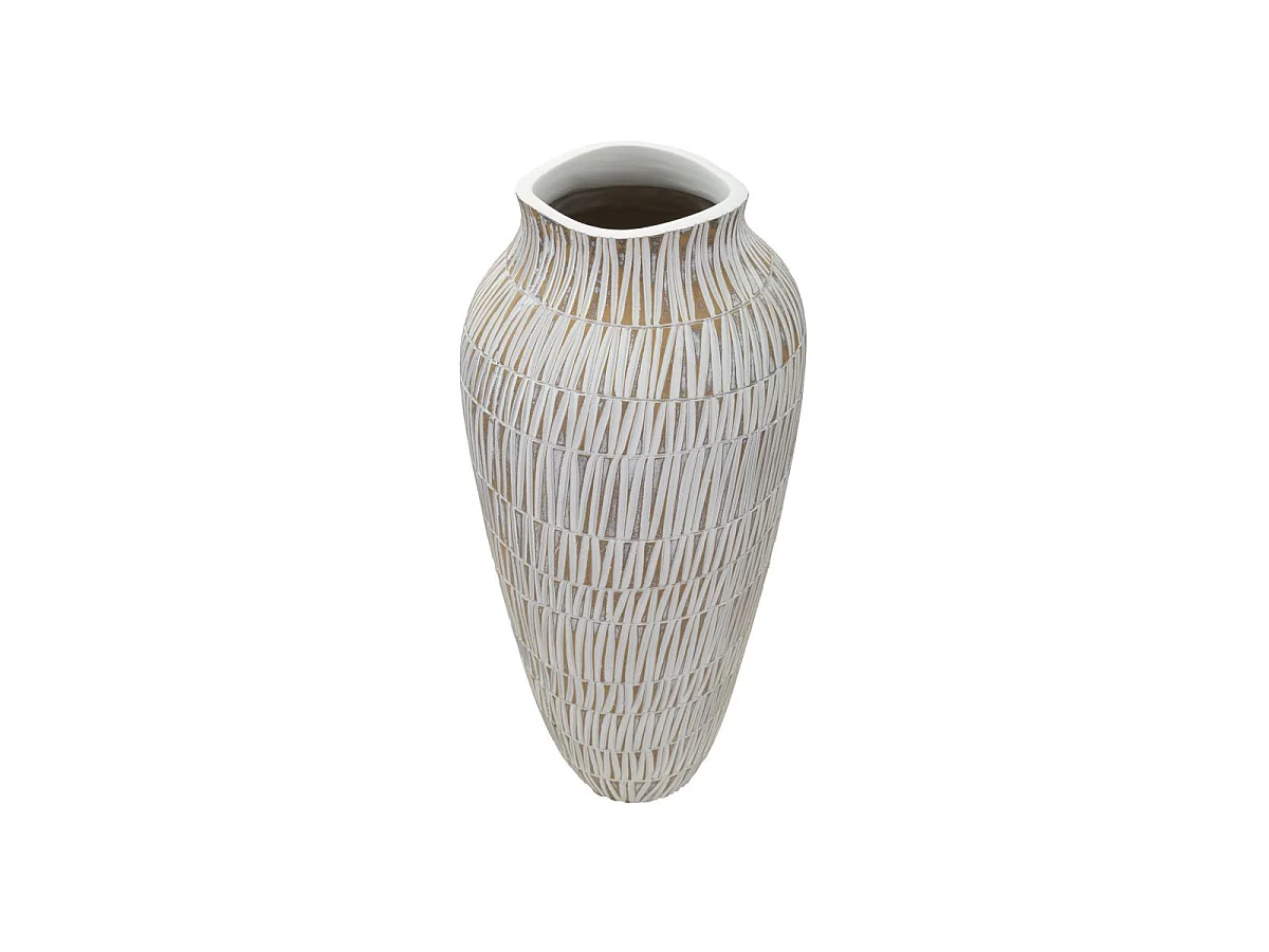 Vase Déco en Résine "Stiky" 50cm Or & Blanc
