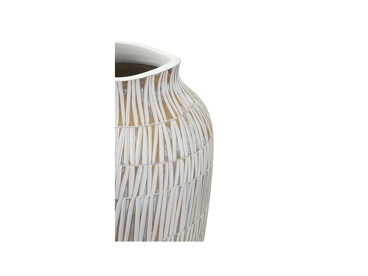 Vase Déco en Résine "Stiky" 50cm Or & Blanc