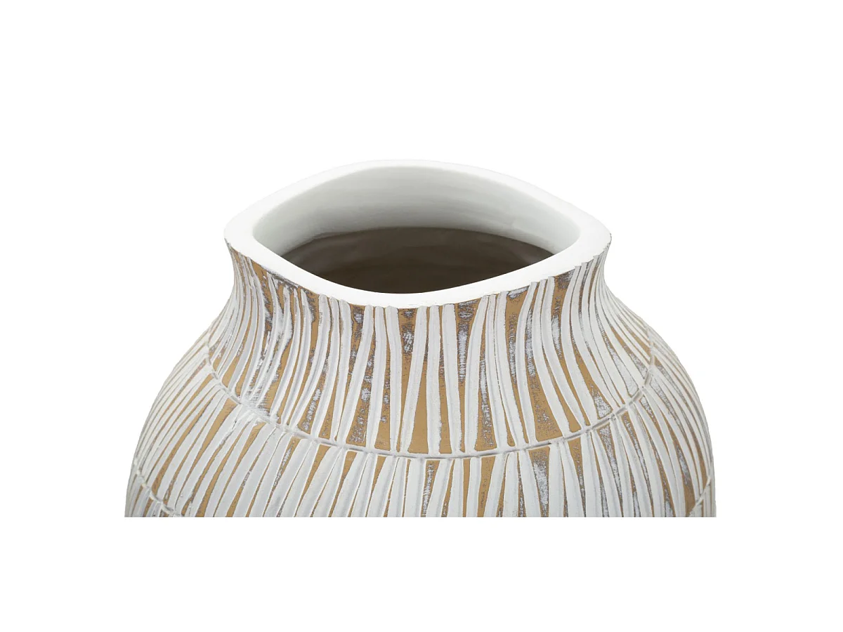 Vase Déco en Résine "Stiky" 50cm Or & Blanc