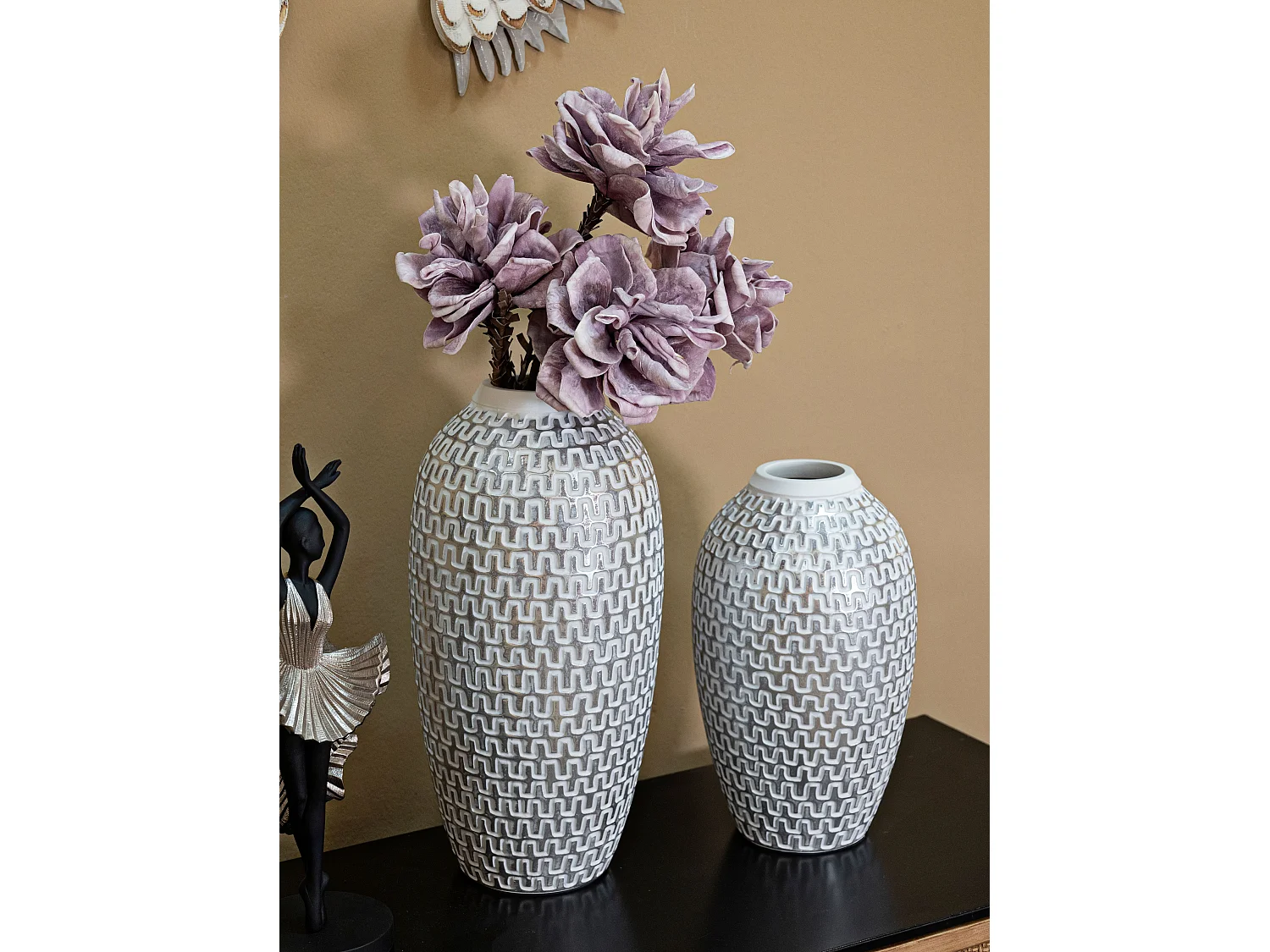 Vase Déco en Résine "Wave" 34cm Blanc