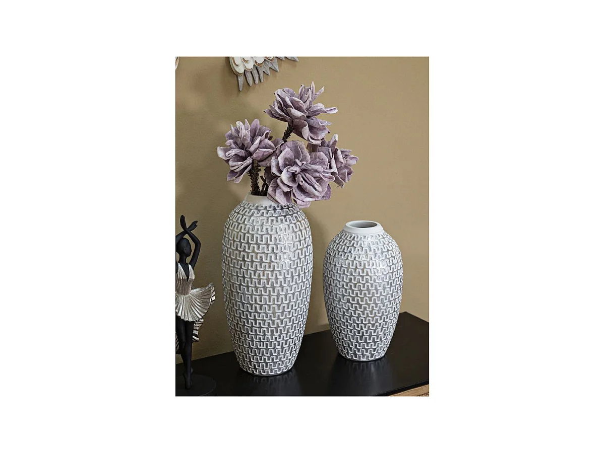 Vase Déco en Résine "Wave" 34cm Blanc