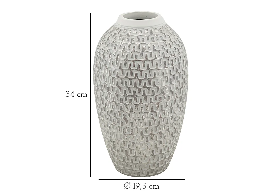 Vase Déco en Résine "Wave" 34cm Blanc
