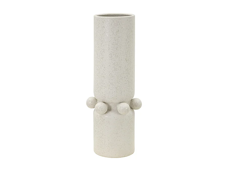Vase Cylindrique en Céramique "Bubbles" 41cm Crème