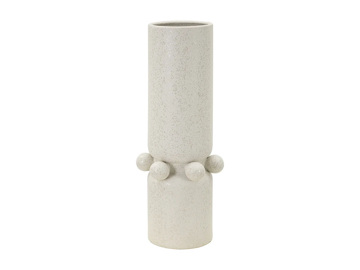 Vase Cylindrique en Céramique "Bubbles" 41cm Crème