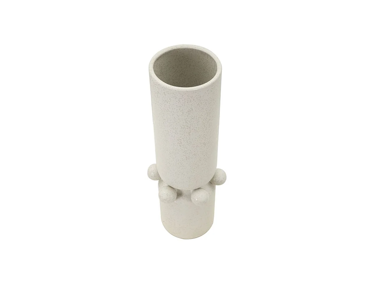 Vase Cylindrique en Céramique "Bubbles" 41cm Crème