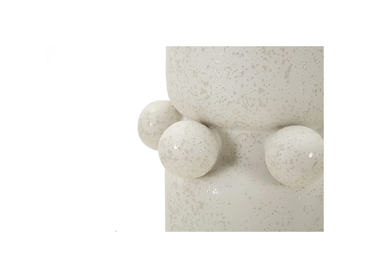 Vase Cylindrique en Céramique "Bubbles" 41cm Crème