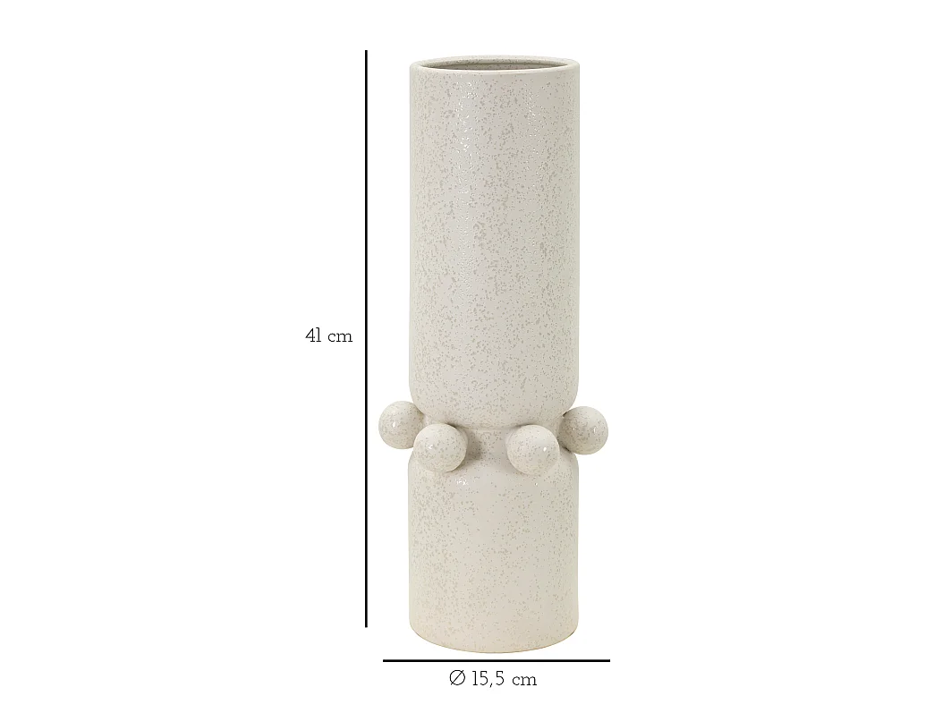 Vase Cylindrique en Céramique "Bubbles" 41cm Crème