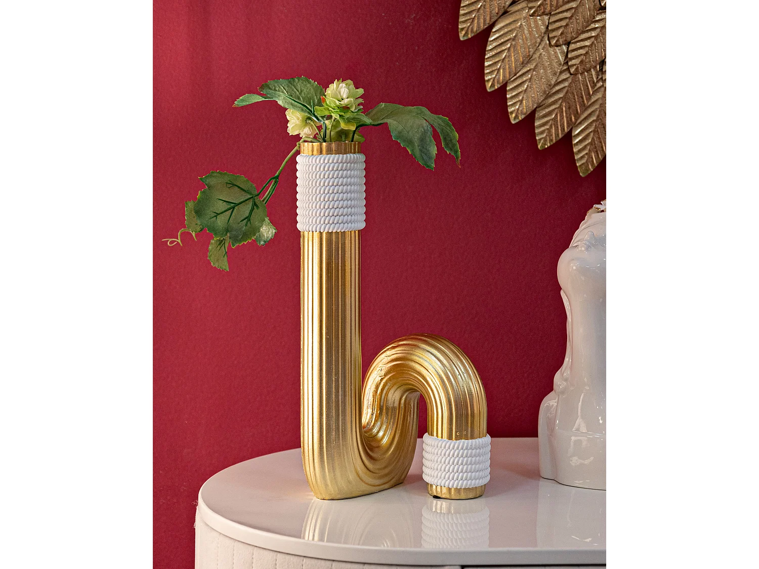 Vase Design en Résine "Bann" 30cm Or