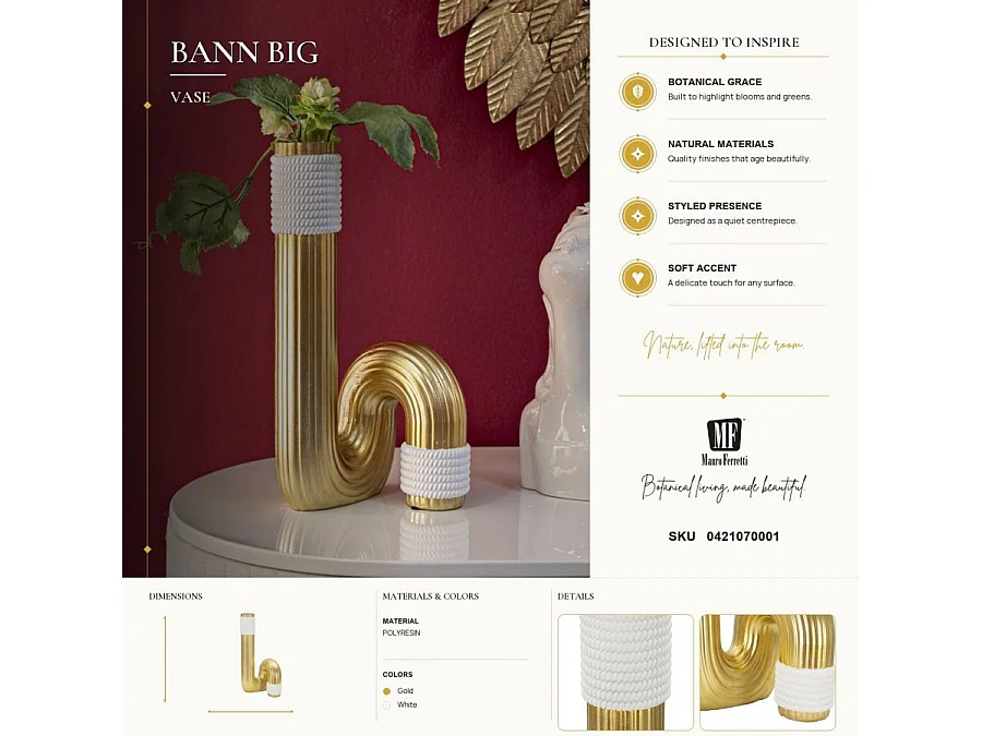 Jarrón decorativo de poliresina para interior Bann Big 30