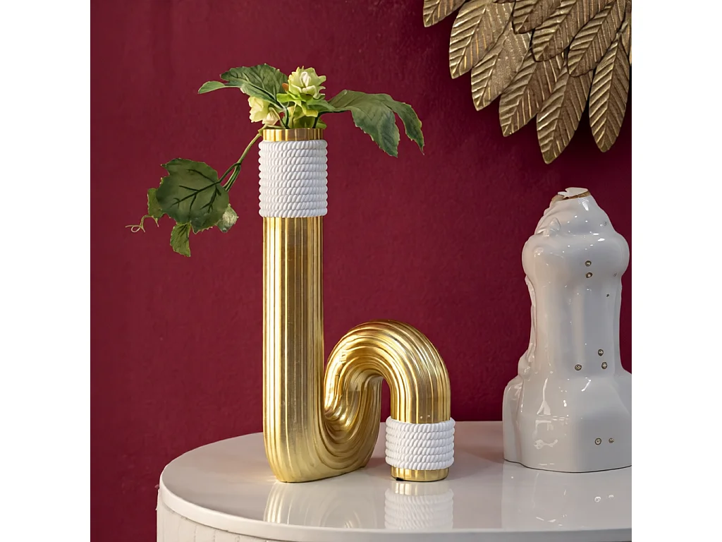 Vase Design en Résine "Bann" 30cm Or