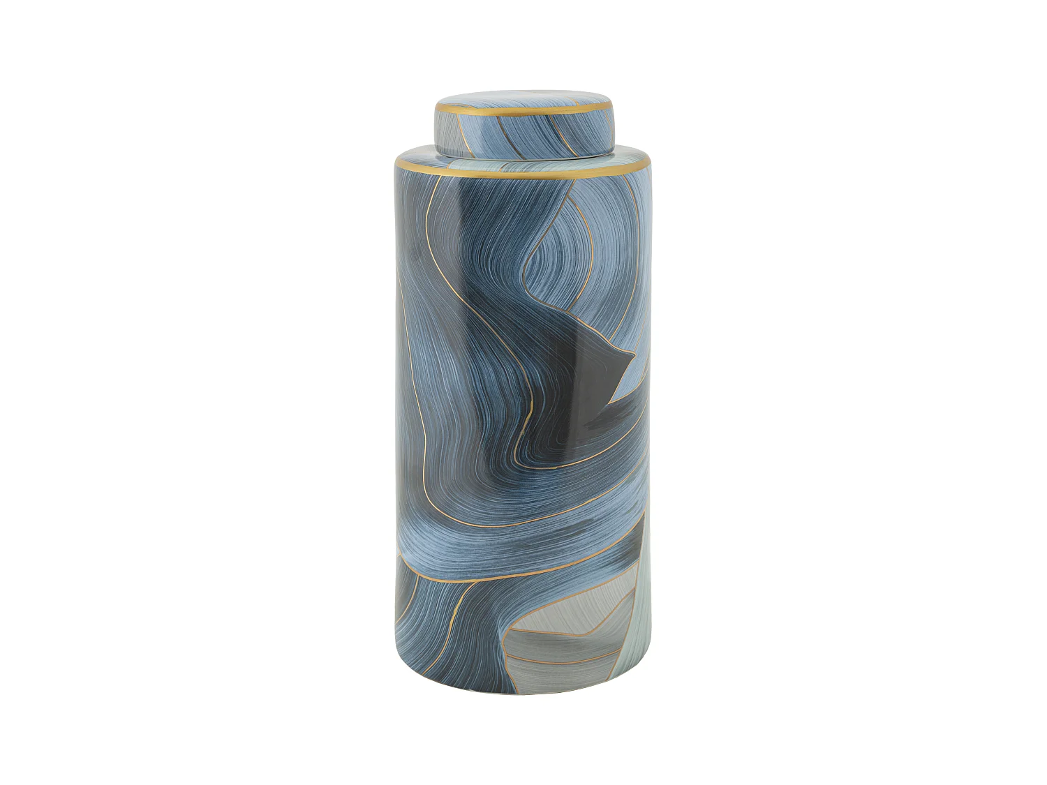 Vase en céramique bleue avec couvercle Ø 15x34 cm