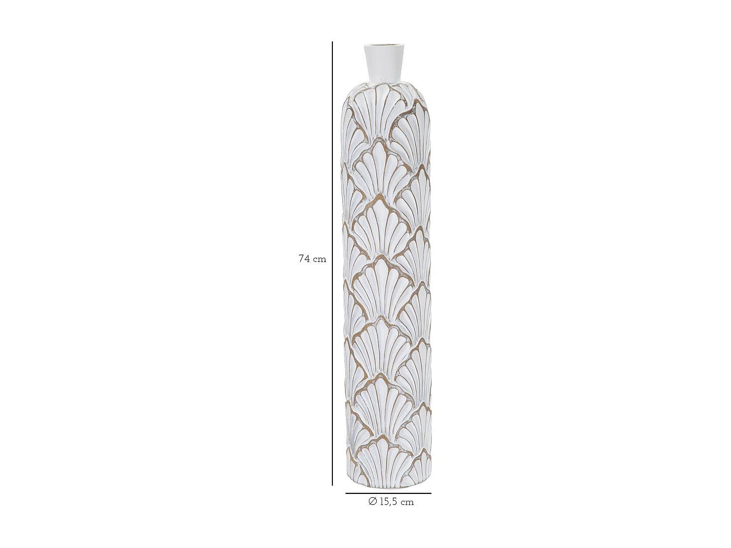 Vase Déco Coquillages "Panama" 74cm Blanc