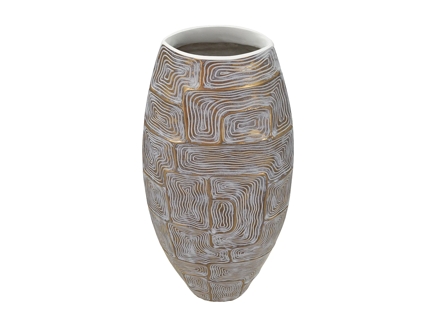 Vaso in resina dorato con linee astratte cm 24x11,5x59,5