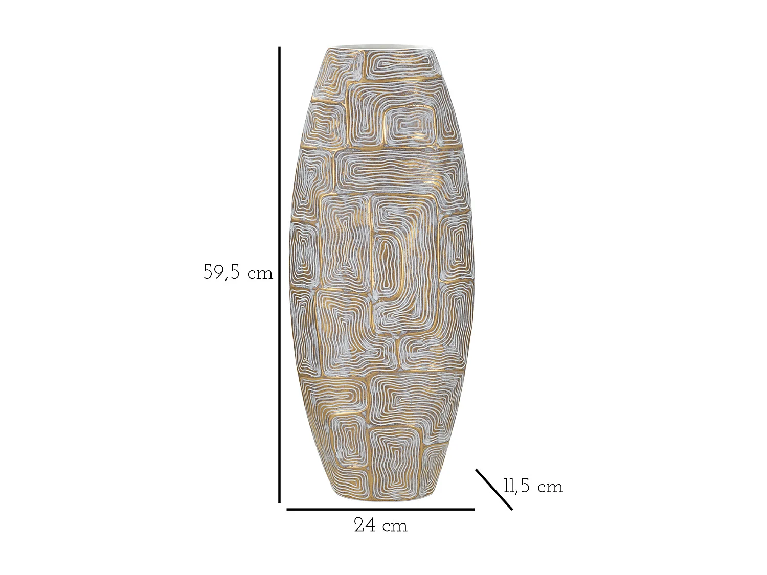 Vaso in resina dorato con linee astratte cm 24x11,5x59,5