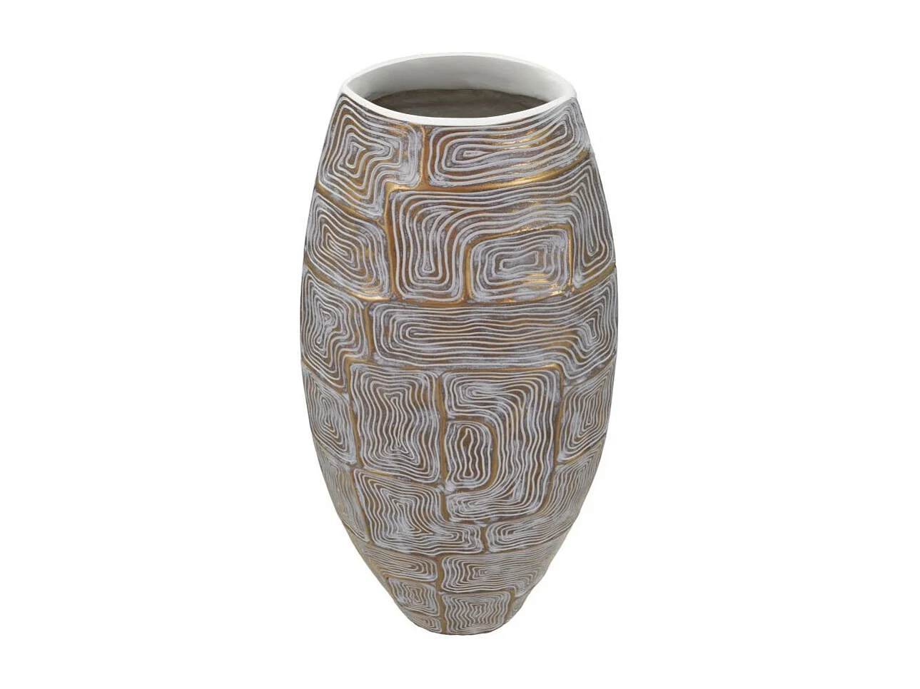 Vase Design Haut en Résine "Elips" 59cm Or