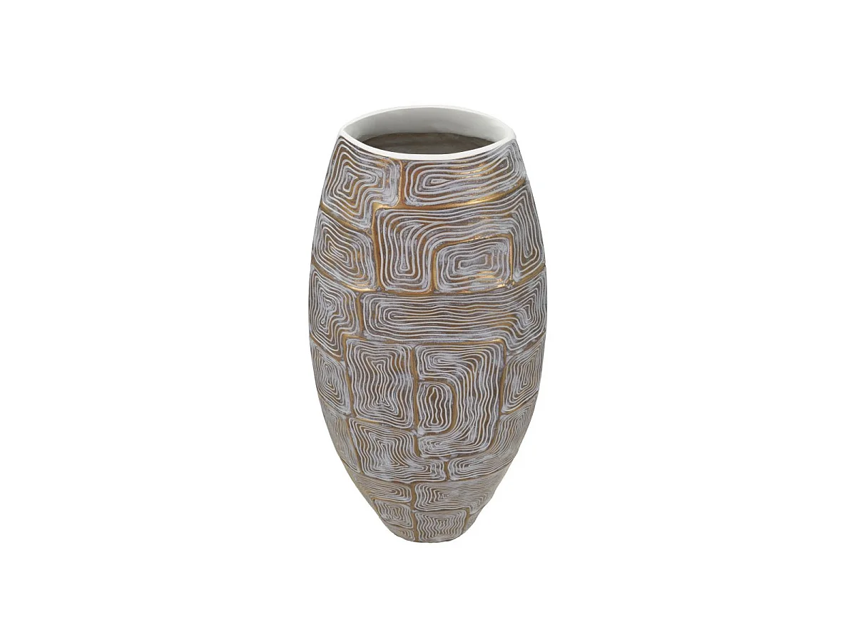 Vase Design Haut en Résine "Elips" 59cm Or