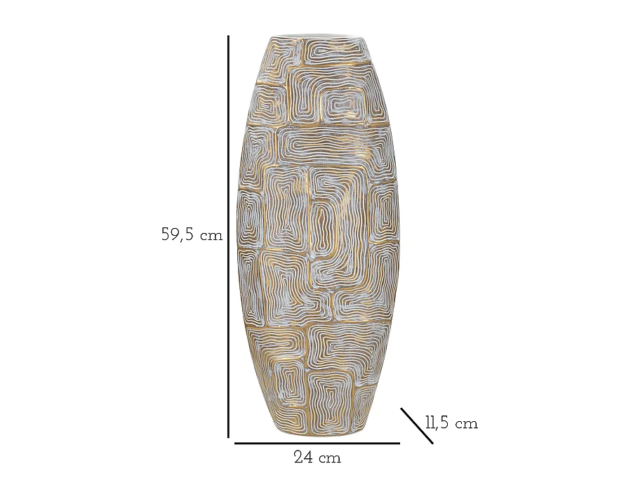 Vase Design Haut en Résine "Elips" 59cm Or
