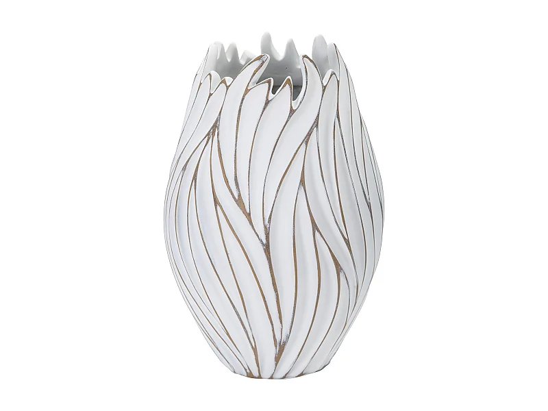 Vaso in resina bianco con decori in rilievo Ø cm 27x41,5