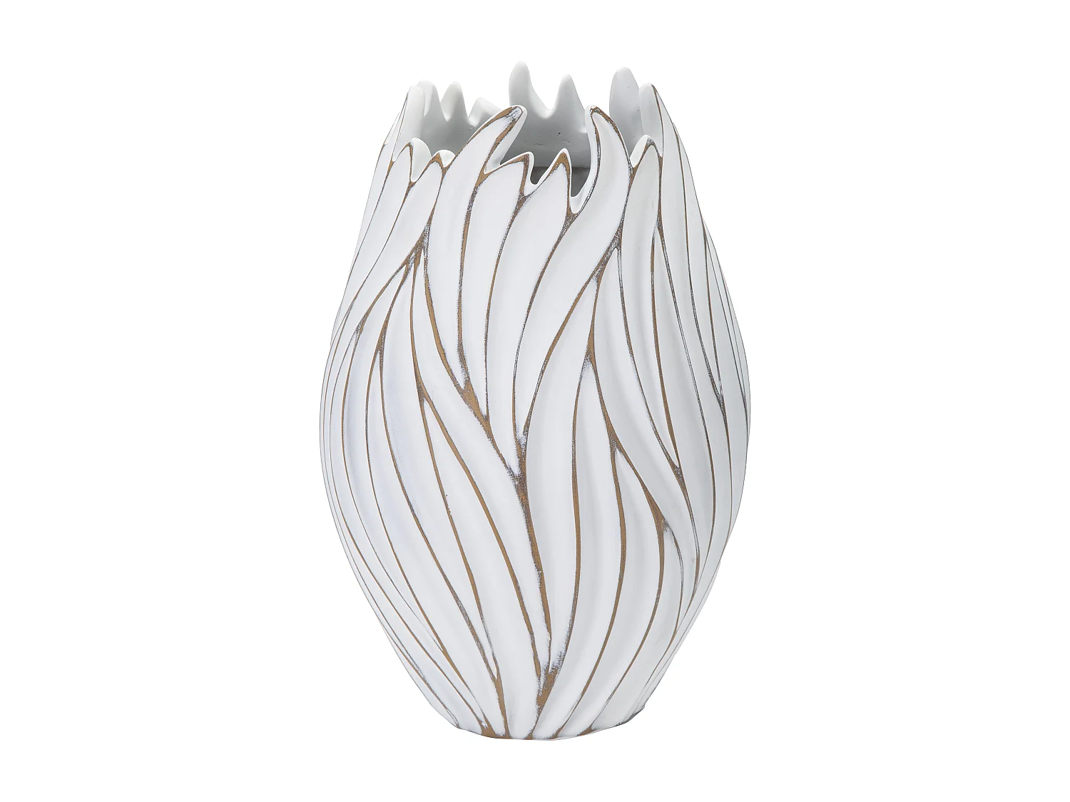 Vaso in resina bianco con decori in rilievo Ø cm 27x41,5