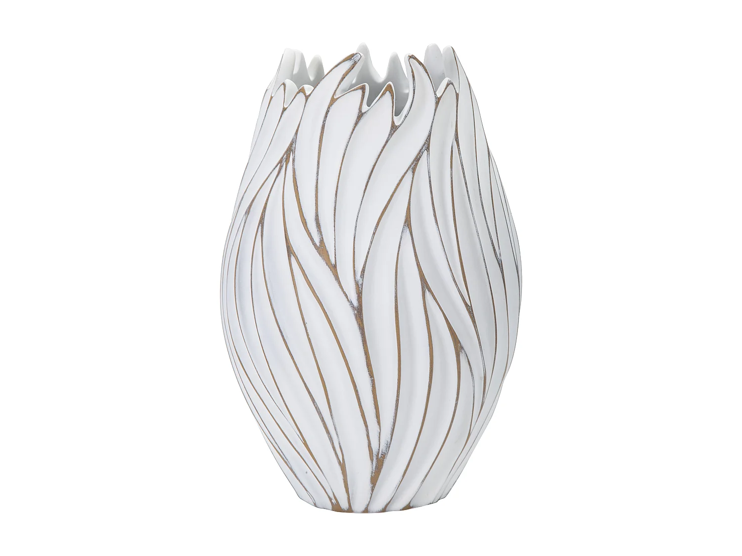 Vaso in resina bianco con decori in rilievo Ø cm 27x41,5