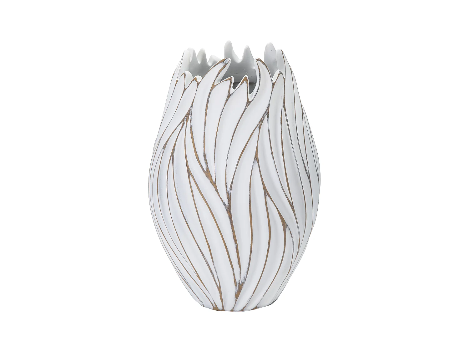 Vase en résine blanche à décors en relief Ø 27x41,5 cm